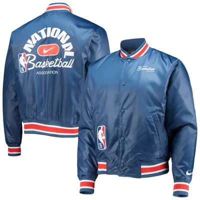NBA Nike 75th Anniversary Courtside Satin Full-Snap Jacket - Blue