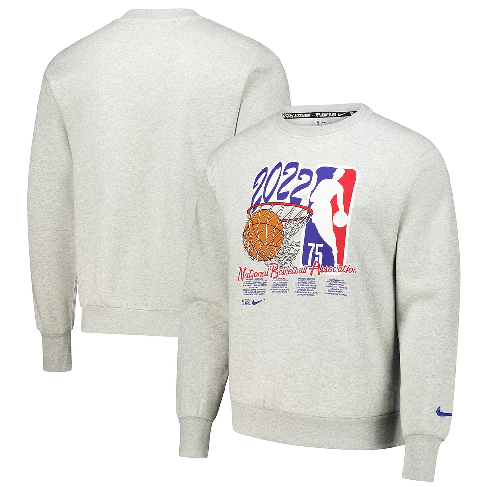 Sweat en molleton Nike Team 31 NBA 75e anniversaire pour homme, gris chiné