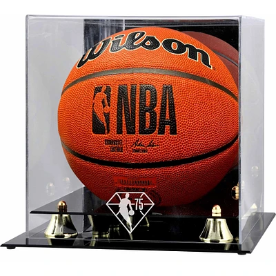 Vitrine de présentation de basket-ball sublimée avec logo doré classique du 75e anniversaire de la NBA