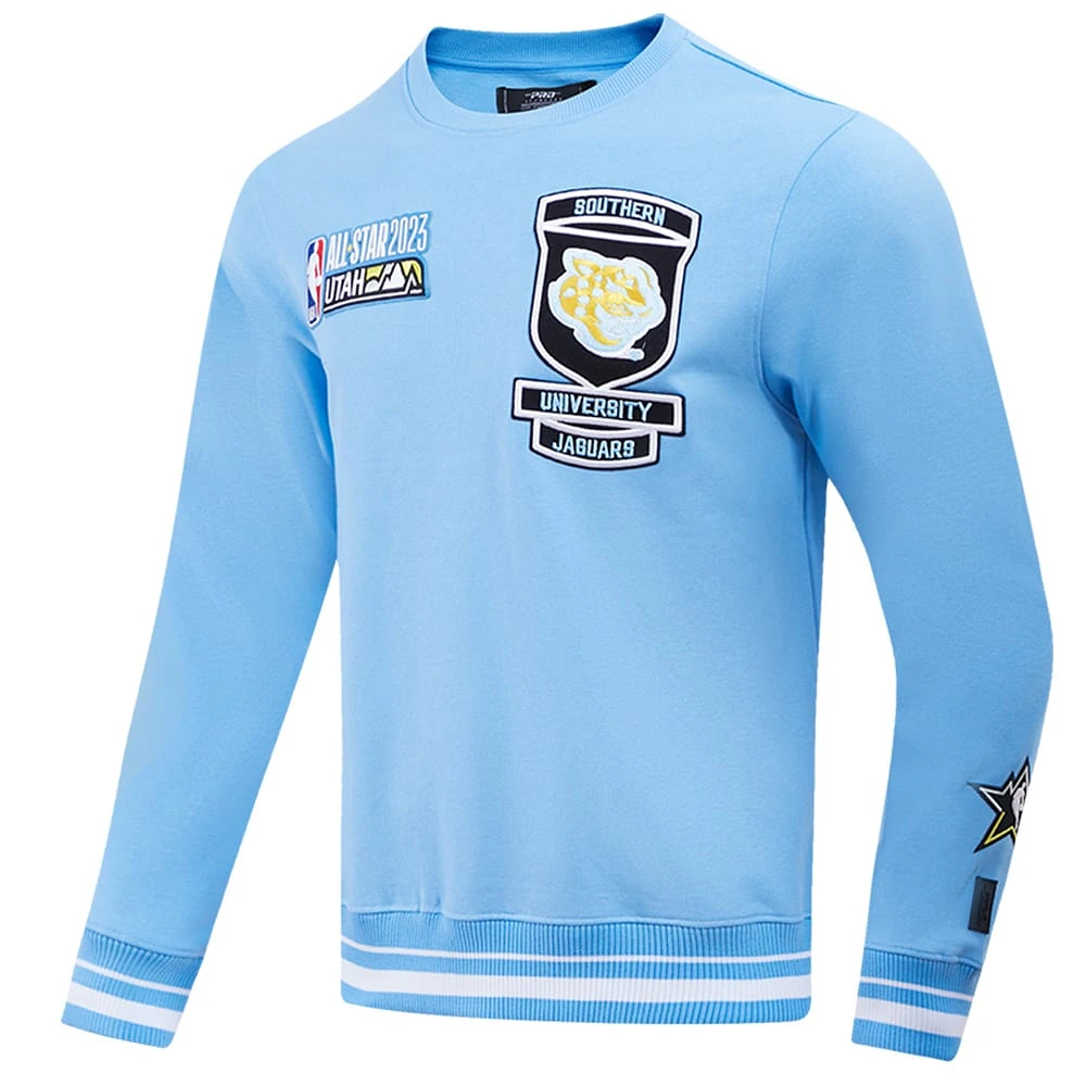 Unisex Pro Standard Light Blue Southern University Jaguars 2023 NBA All-Star Game x HBCU Classic Chenille Pullover Sweatshirt