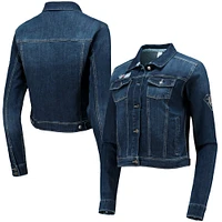 Veste boutonnée en denim bleu Lusso pour femme avec cristaux Swarovski Georgie 75e anniversaire de la NBA