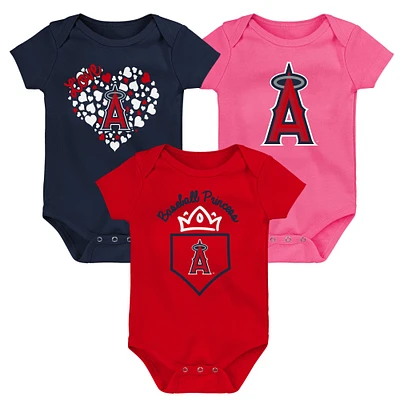 Girls Infant Fanatics Los Angeles Angels 3-Pack Home Run Bodysuit Set