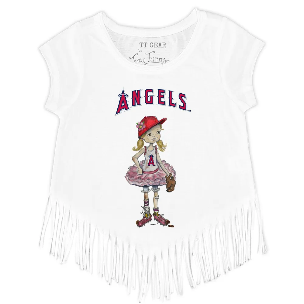 Lids Los Angeles Angels Tiny Turnip Girls Toddler Babes Fringe T-Shirt -  White