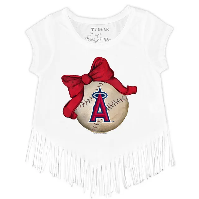 Girls Toddler Tiny Turnip Red Los Angeles Angels Astronaut Fringe T-Shirt