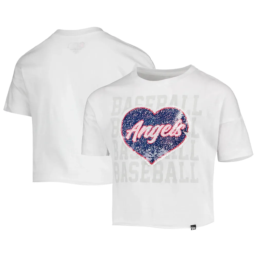 New Era Youth Girls White Los Angeles Angels Flip Sequin Heart