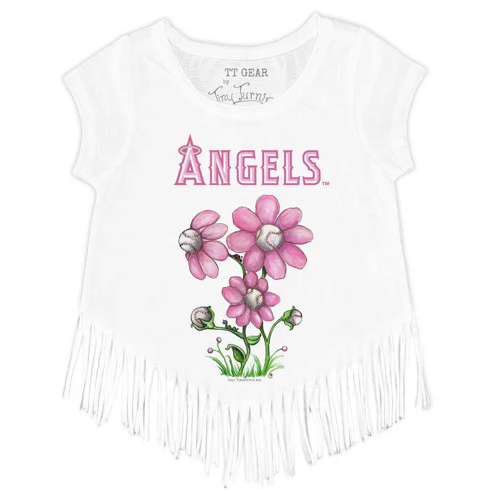 Lids Los Angeles Angels Tiny Turnip Toddler Baseball Bow T-Shirt - White