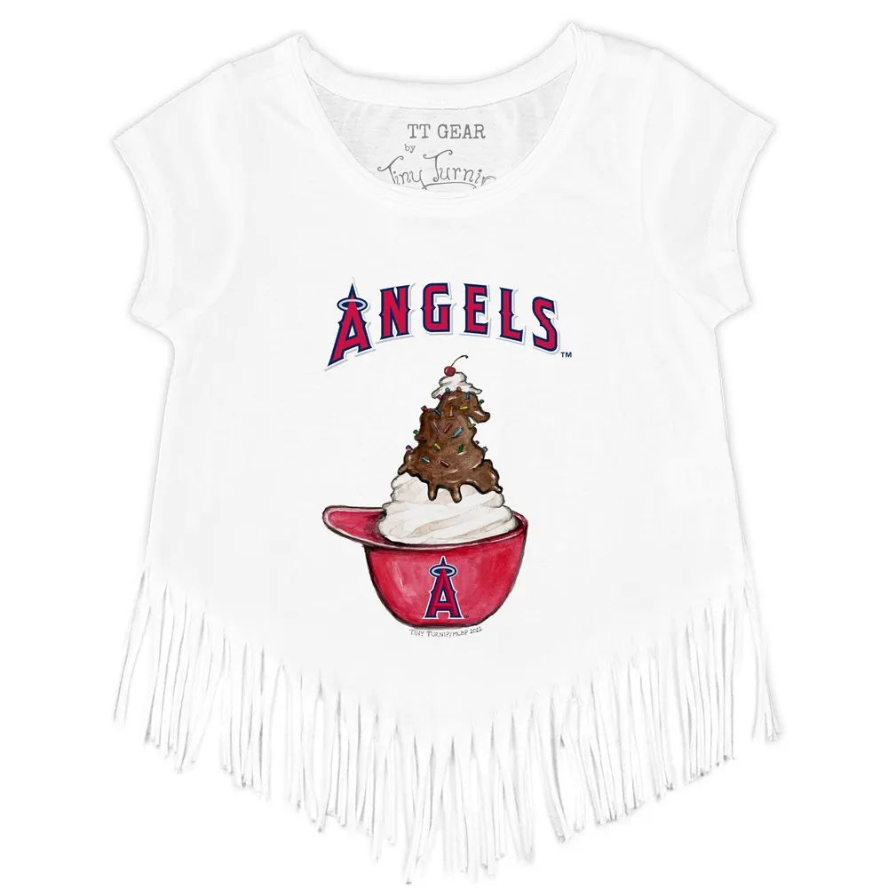 Los Angeles Dodgers Tiny Turnip Girls Youth Babes Fringe T-Shirt - White