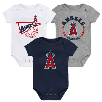 Los Angeles Angels Infant Biggest Little Fan 3-Pack Bodysuit Set - Navy/White/Heather Gray
