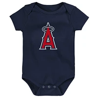 Infant Navy/White/Heather Gray Los Angeles Angels Biggest Little Fan 3-Pack Bodysuit Set