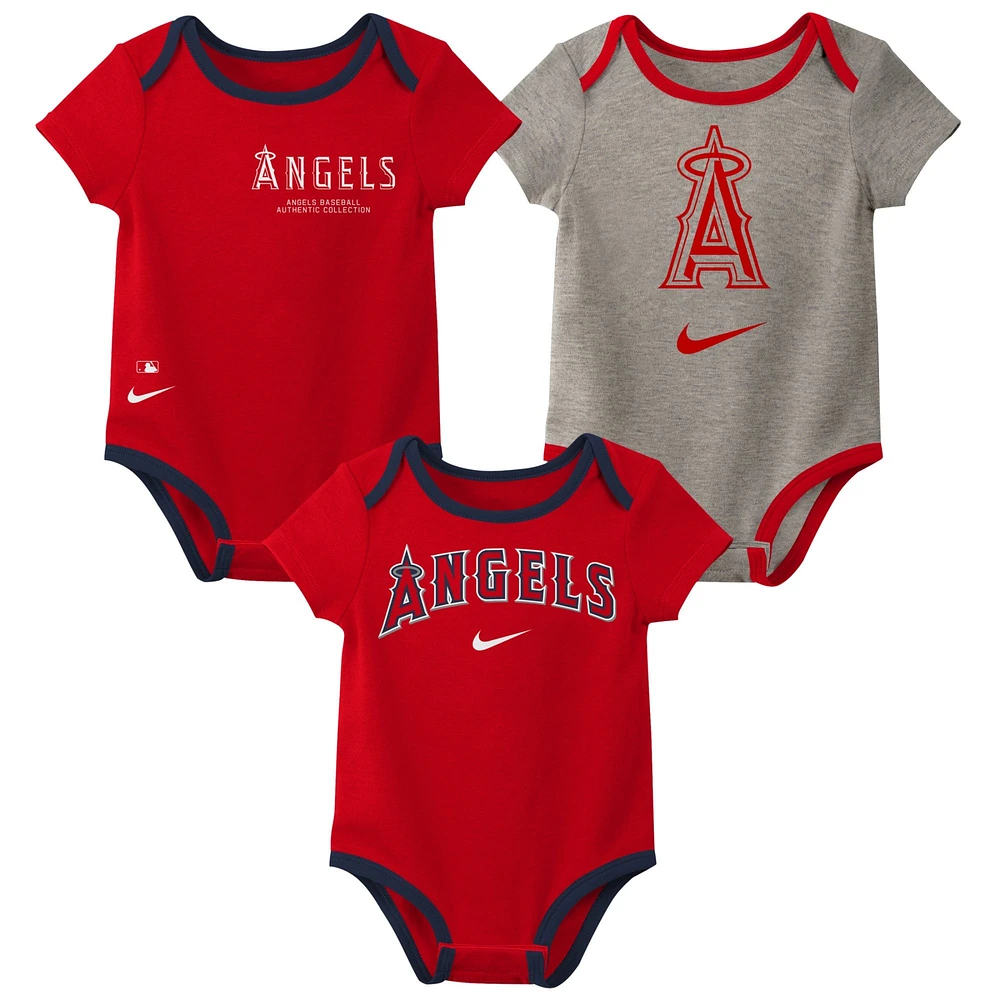 Ensemble de trois bodys Nike Los Angeles Angels Authentic Collection pour bébé