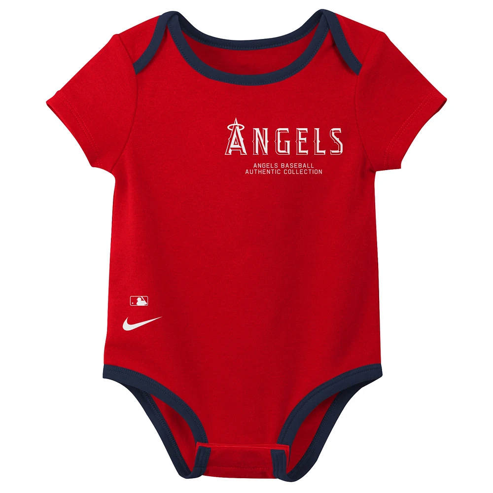 Ensemble de trois bodys Nike Los Angeles Angels Authentic Collection pour bébé