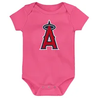 Infant Red/Navy/Pink Los Angeles Angels Baseball Baby 3-Pack Bodysuit Set