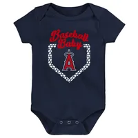 Infant Red/Navy/Pink Los Angeles Angels Baseball Baby 3-Pack Bodysuit Set