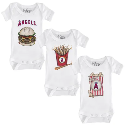 Los Angeles Angels Tiny Turnip Infant 3-Piece Snacks Bodysuit Set - White