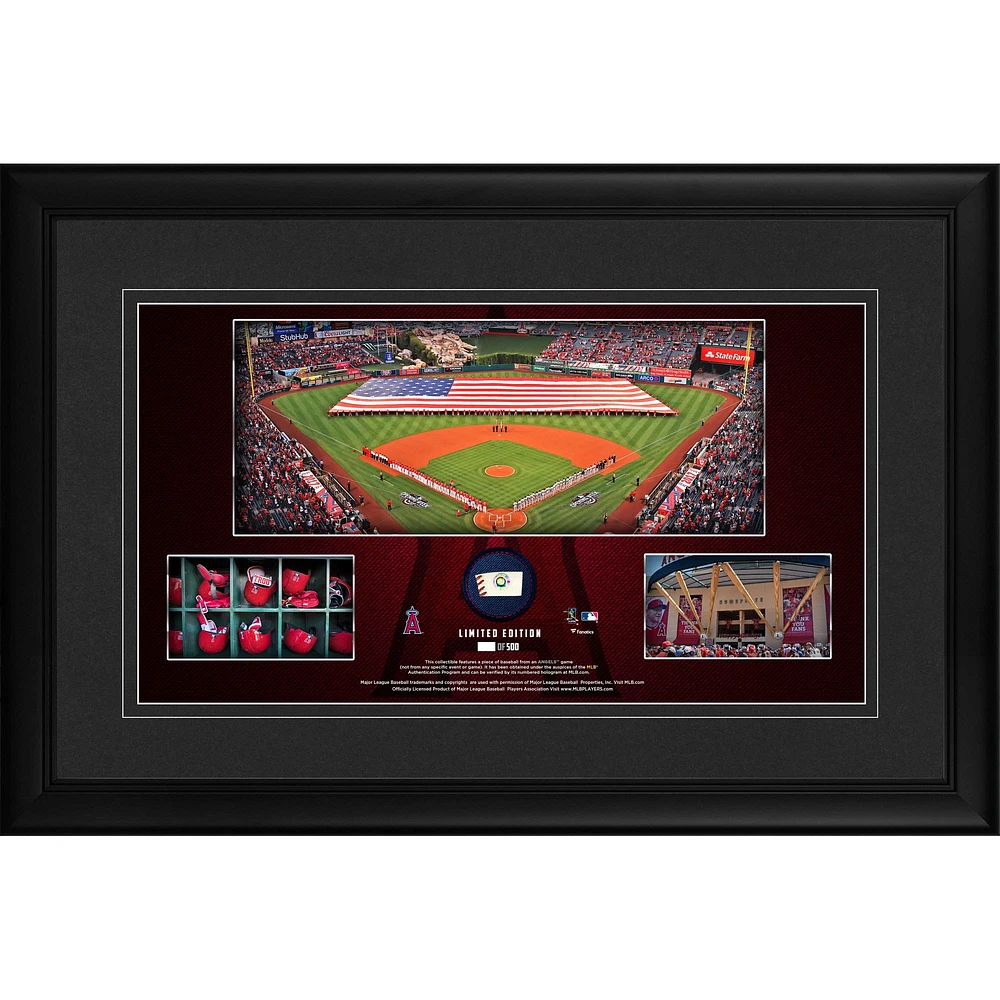 Los Angeles Angels Framed 10" x 18" Stadium Panoramic Collage with a Piece of Game-Used Baseball - Limited Edition of 500