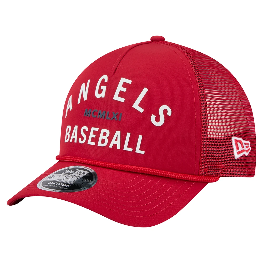 Men's New Era Red Los Angeles Angels Minimalist 9FORTY A-Frame Adjustable Hat