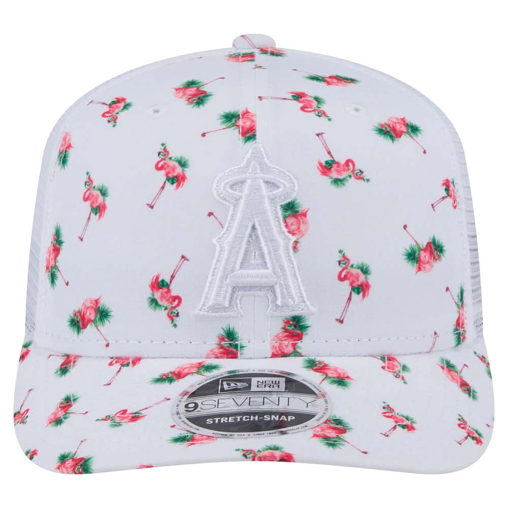 Casquette extensible à bouton-pression 9SEVENTY Flamingo blanche des Los Angeles Angels de New Era pour homme