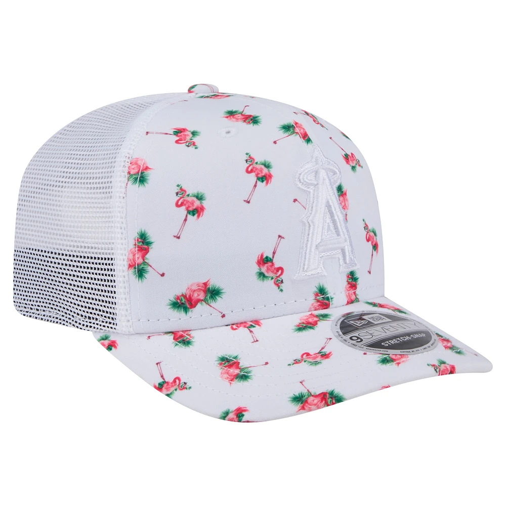 Casquette extensible à bouton-pression 9SEVENTY Flamingo blanche des Los Angeles Angels de New Era pour homme