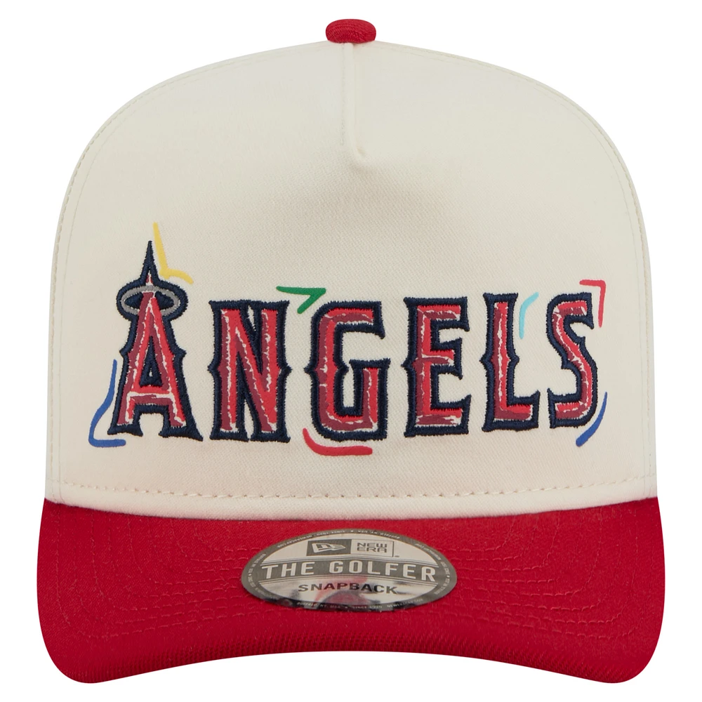 Men's New Era  White Los Angeles Angels Team Scribble Golfer Adjustable Hat