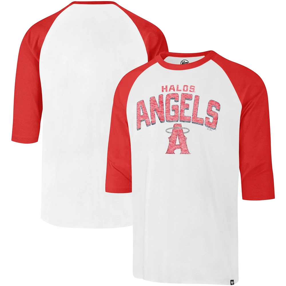 T-shirt '47 crème Los Angeles Angels City Connect Crescent Franklin Raglan pour hommes à manches 3/4