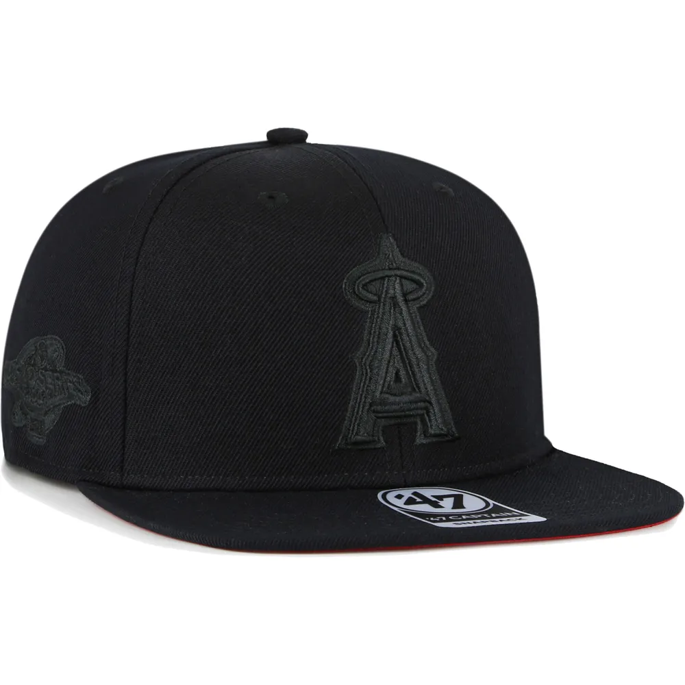 Lids Los Angeles Angels '47 Black on Black Sure Shot Captain Snapback Hat