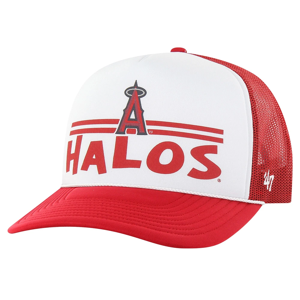 Casquette réglable de camionneur en mousse rouge Los Angeles Angels Retro Region '47 pour hommes