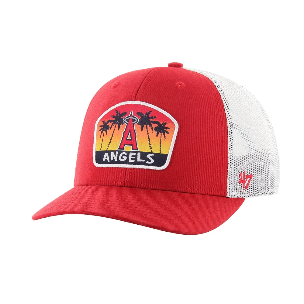 Casquette réglable de camionneur avec patch régional rétro '47 rouge des Los Angeles Angels pour hommes