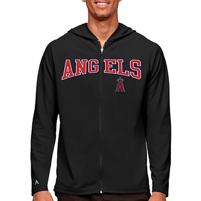 Sweat à capuche zippé intégral Los Angeles Angels Wordmark Legacy pour homme Antigua Black