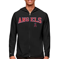 Sweat à capuche zippé intégral Los Angeles Angels Wordmark Legacy pour homme Antigua Black