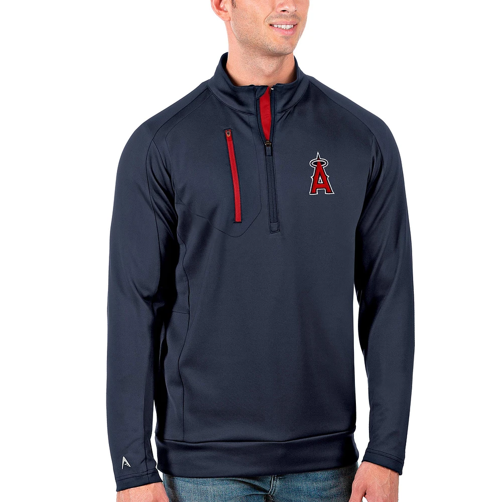 Men's Antigua Navy/Red Los Angeles Angels Generation Quarter-Zip Pullover Jacket