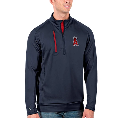 Men's Antigua Navy/Red Los Angeles Angels Generation Quarter-Zip Pullover Jacket