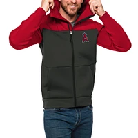 Men's Antigua Red/Charcoal Los Angeles Angels Protect Full-Zip Hoodie