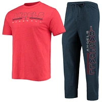 Men's Concepts Sport Navy/Red Los Angeles Angels Meter T-Shirt and Pants Sleep Set