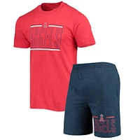 Ensemble de nuit T-shirt et short Los Angeles Angels Meter Concepts Sport bleu marine/rouge pour homme