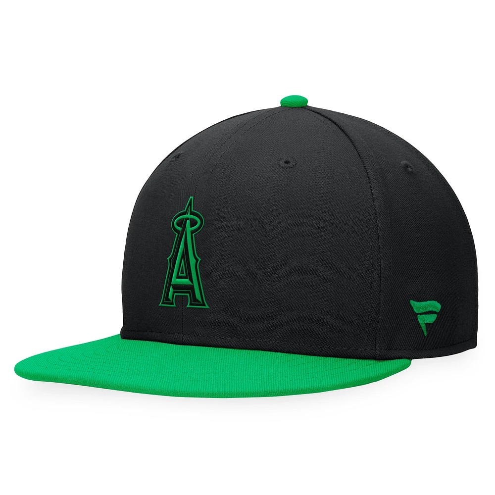 Men's Fanatics Black/Kelly Green Los Angeles Angels Lucky Snapback Hat