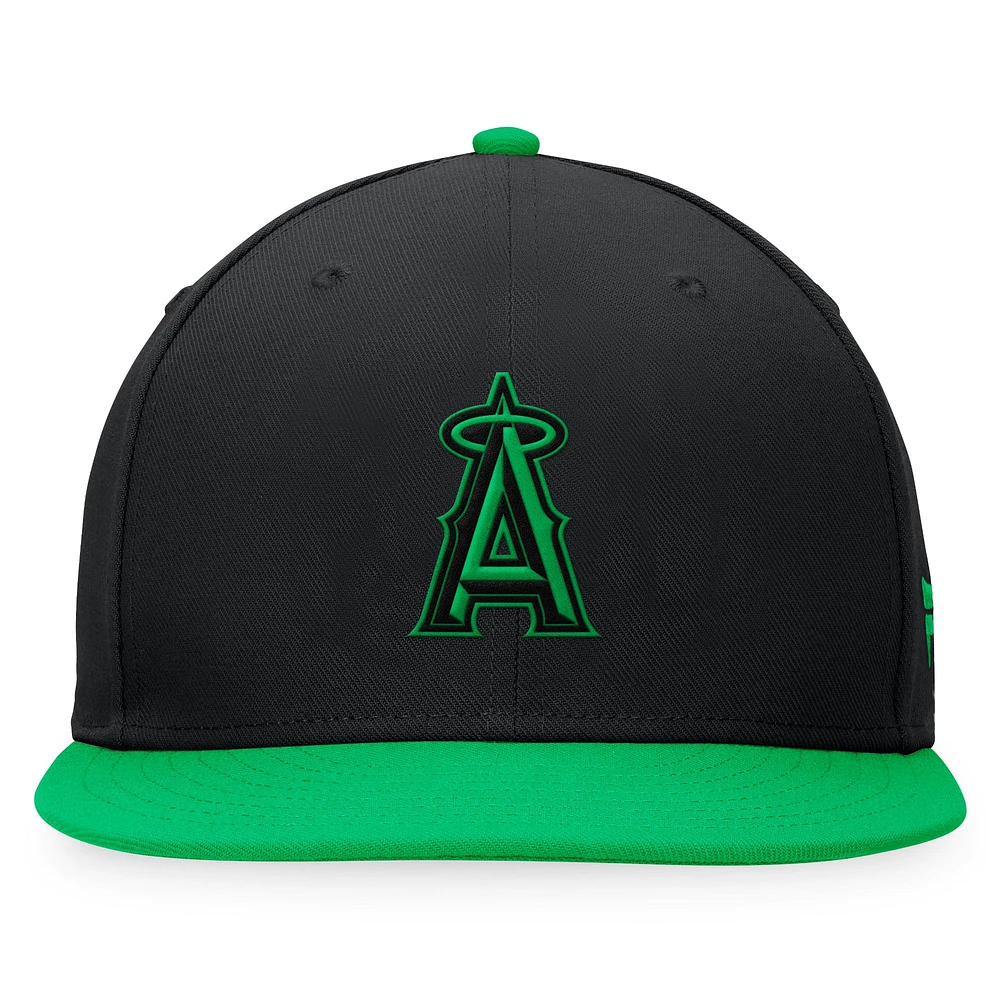 Casquette Snapback Lucky Los Angeles Angels Fanatics noir/vert Kelly pour hommes