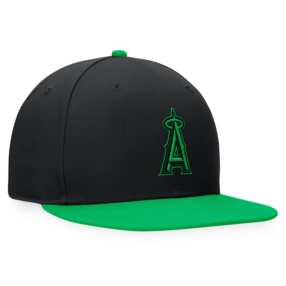 Men's Fanatics Black/Kelly Green Los Angeles Angels Lucky Snapback Hat