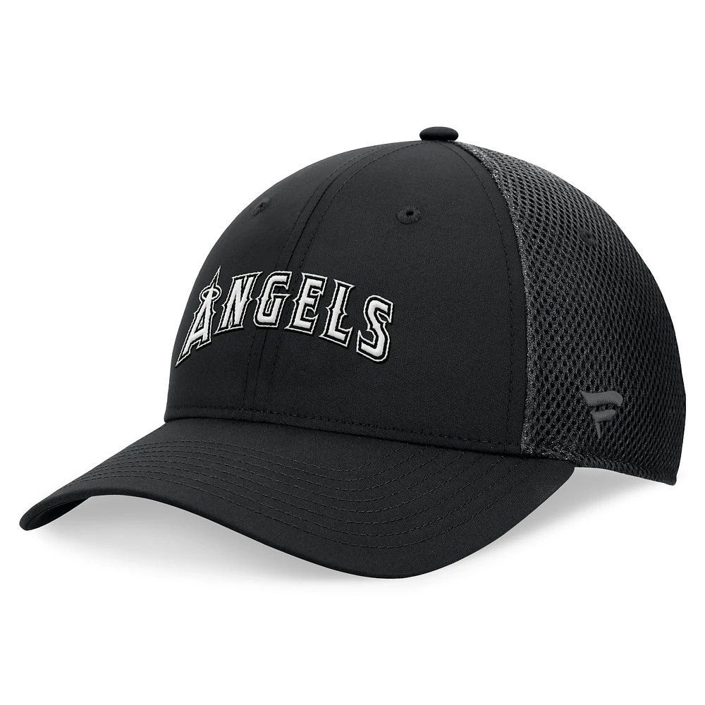 Casquette flexible noire Los Angeles Angels Spacer Mesh Fanatics pour hommes