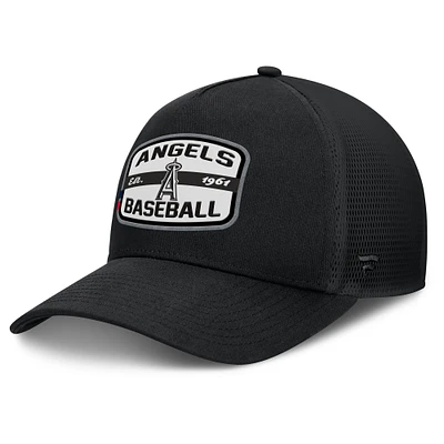 Casquette Snapback de camionneur A-Frame Fanatics noire pour hommes des Los Angeles Angels Team Patch