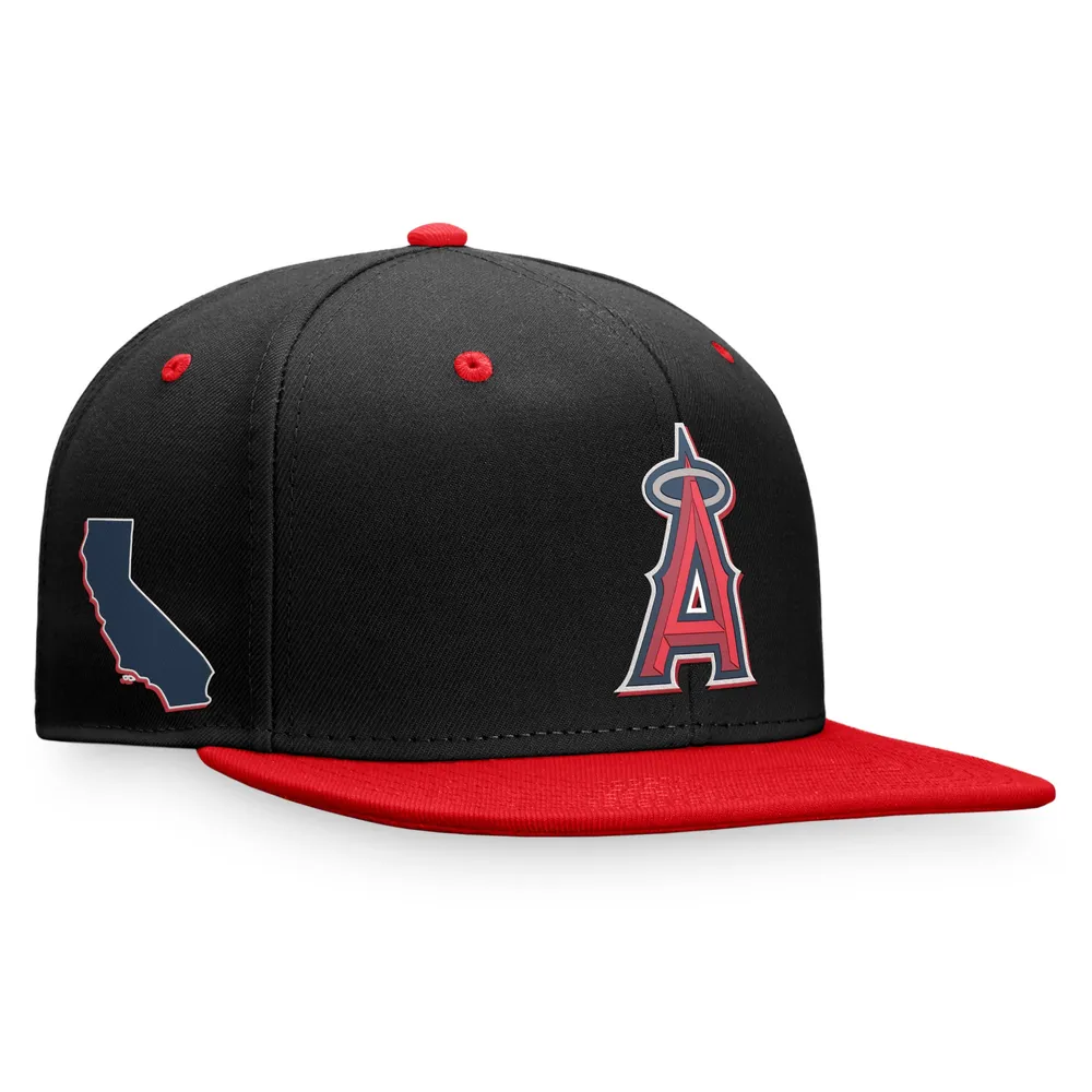 Men's Fanatics Branded Black/Red Los Angeles Angels State Side Two-Tone Snapback  Hat