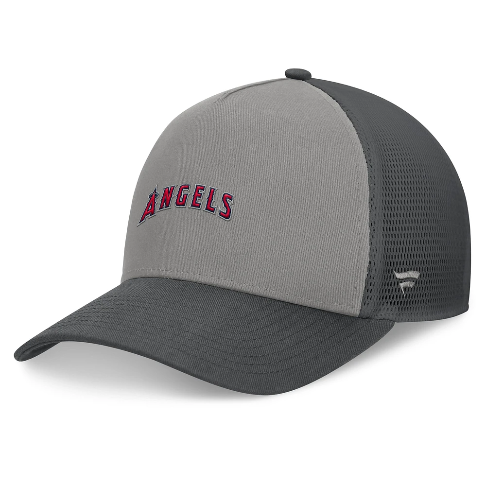 Casquette réglable de camionneur A-Frame Los Angeles Angels Fanatics gris/graphite pour hommes