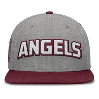 Men's Fanatics Gray/Maroon Los Angeles Angels Elements Felt Chainstitch Snapback Hat