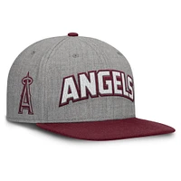 Men's Fanatics Gray/Maroon Los Angeles Angels Elements Felt Chainstitch Snapback Hat