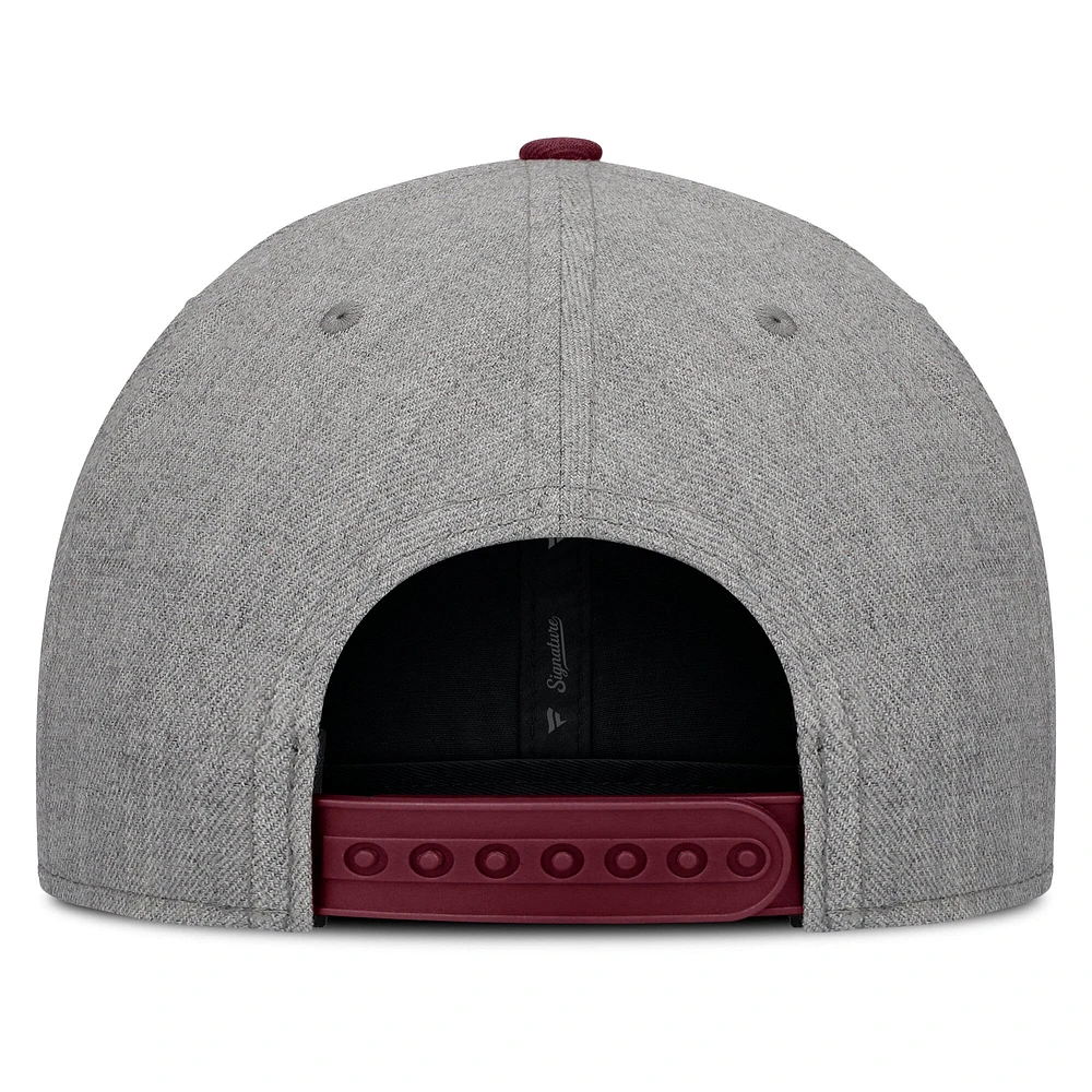 Men's Fanatics Gray/Maroon Los Angeles Angels Elements Felt Chainstitch Snapback Hat