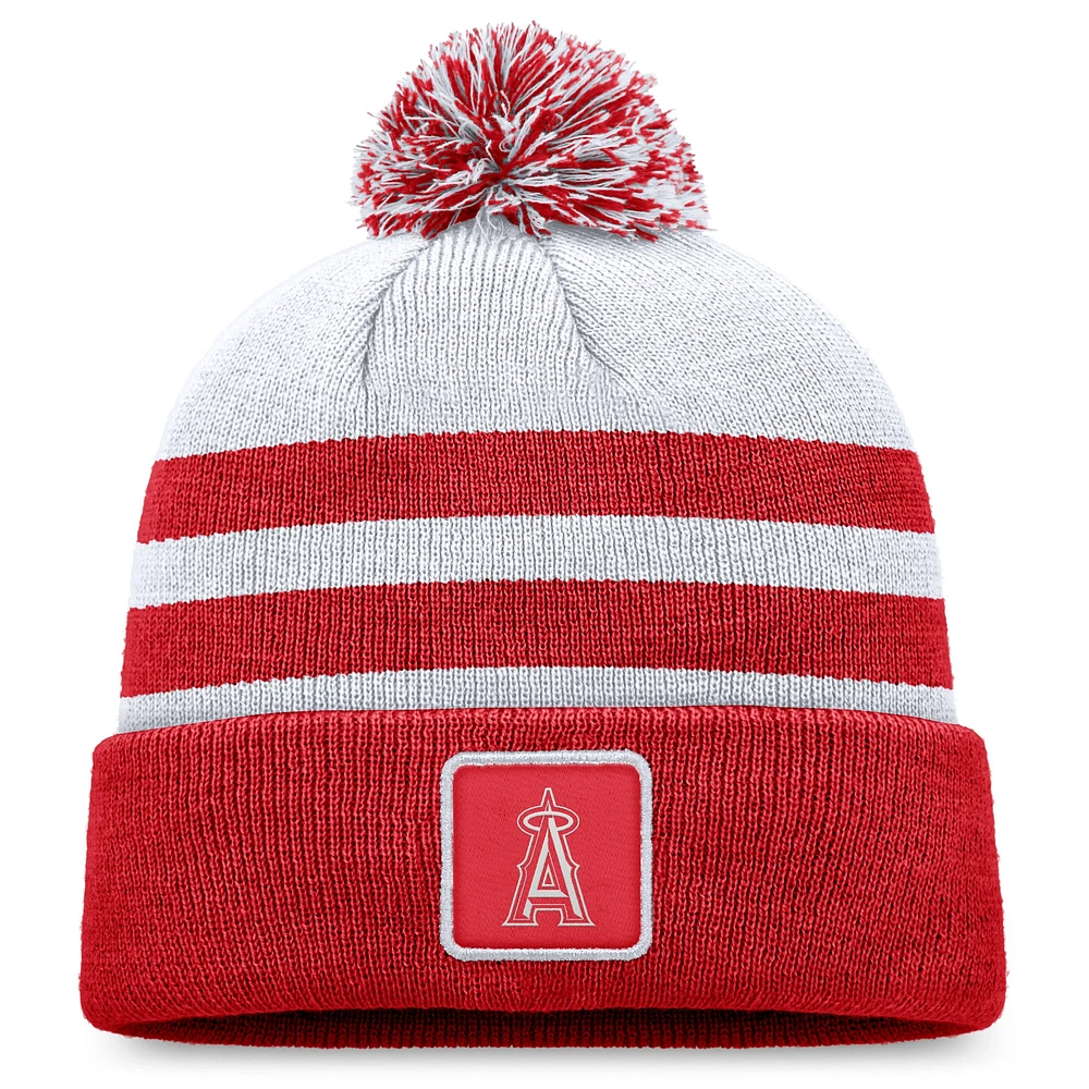 Bonnet en tricot à revers Fanatics gris Los Angeles Angels pour hommes avec pompon