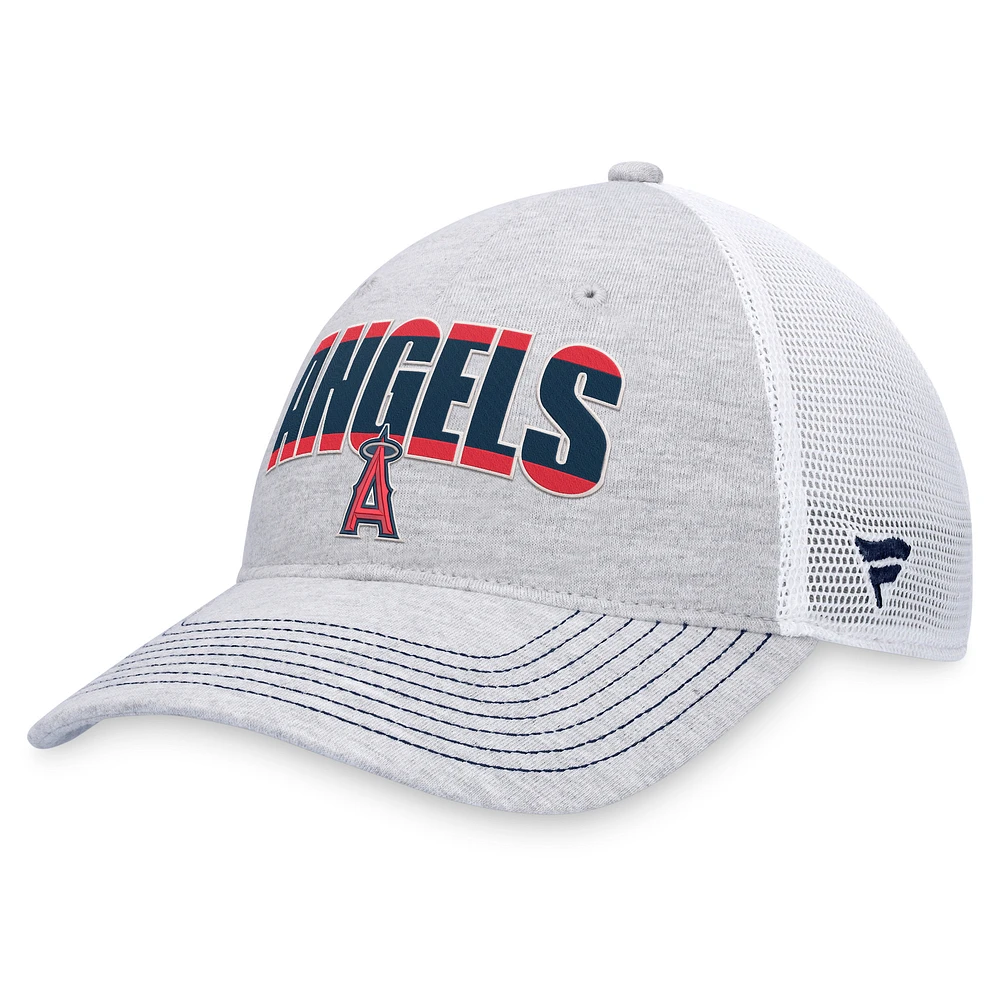 Men's Fanatics Heather Gray/White Los Angeles Angels Logo Trucker Adjustable Hat