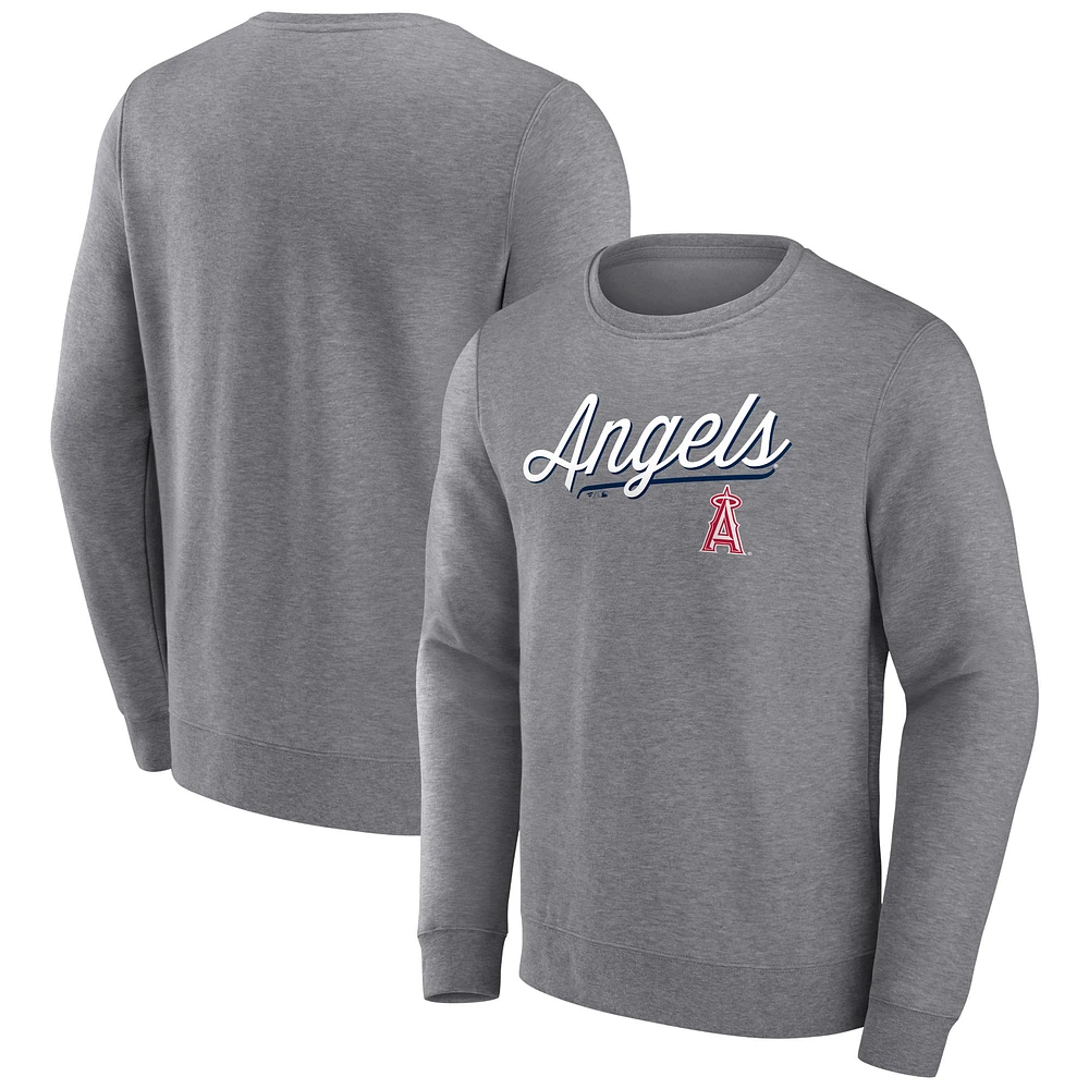 Sweatshirt à capuche Fanatics Heather Grey Los Angeles Angels Simplicity pour hommes