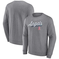 Men's Fanatics Heather Gray Los Angeles Angels Simplicity Pullover Sweatshirt