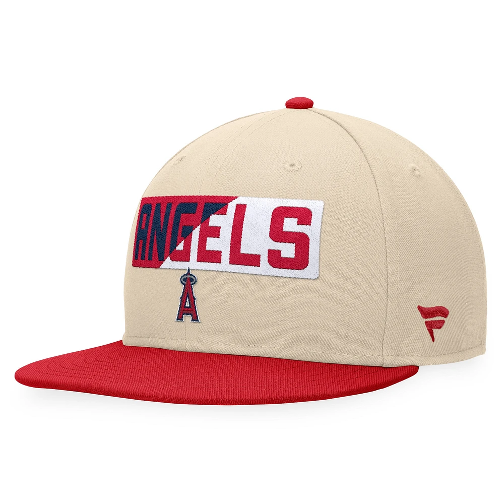 Casquette Snapback Fanatics Kaki/Rouge Los Angeles Angels Cycle pour hommes