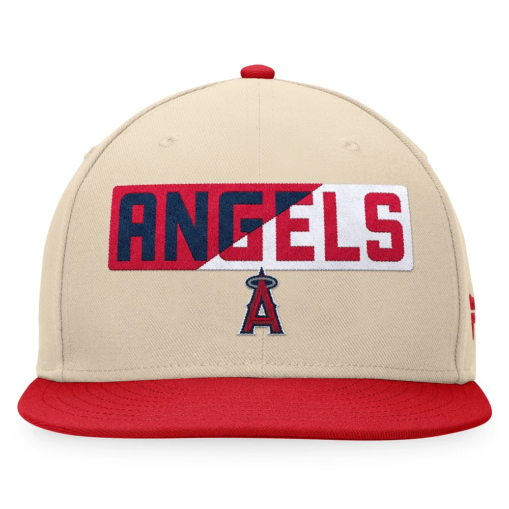 Men's Fanatics Khaki/Red Los Angeles Angels Cycle Snapback Hat